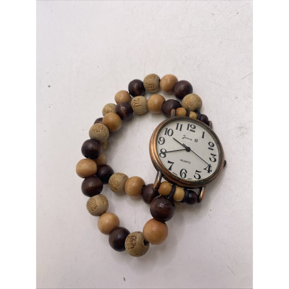 Jennie B Wood Bead Watch Works New Battery